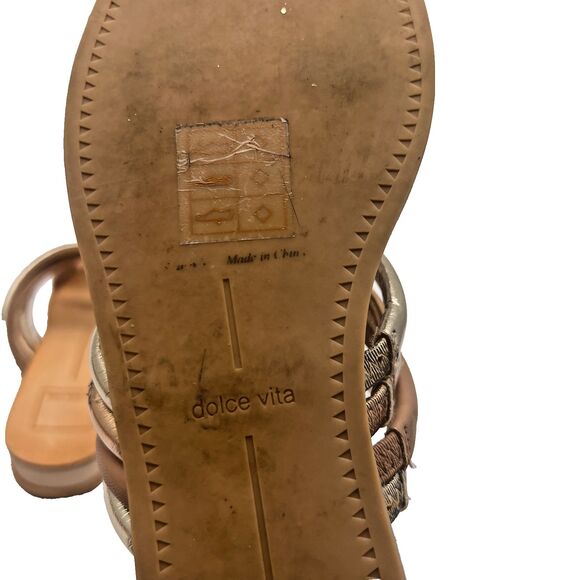 Dolce Vita Women Open Toe Metallic Strappy Slide Sandals Flat Slippers Size 6.5 - Picture 14 of 16